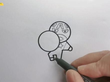 硬币就能画Q版美国队长,可爱又简单哦 #简笔画教程 #手绘 #想画就画