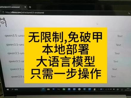 无限制,免破甲,本地部署大语言模型,只需一步操作。#本地部署 #ollama #大语言模型 #破甲 #qwen