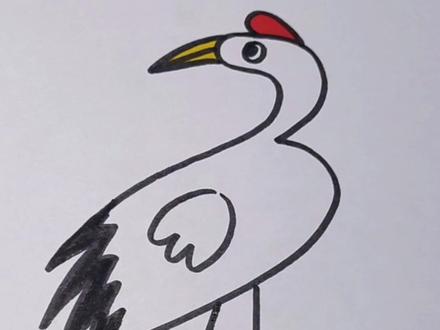 这样画丹顶鹤秒会#简笔画 #一起学画画 #抖音小助手
