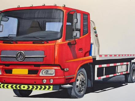手绘东风天锦道路救援车,喜欢吗#马克笔手绘 #东风天锦 #道路救援清障车 #特种车 #抖音汽车 #都是好车