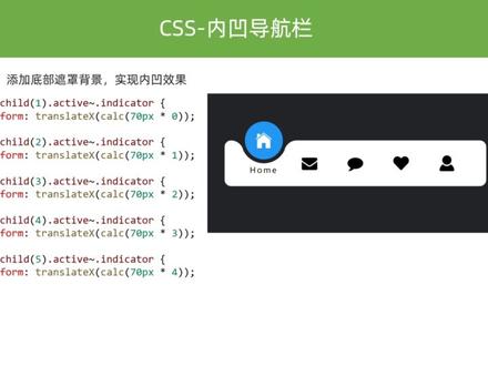 css动画 内凹导航栏(伪元素、盒子阴影、内凹圆角)#css #听说过css #前端开发 #代码