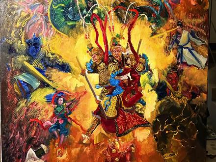 西游系列之大闹天宫 金箍棒劈开南天门,霞光迸裂!悟空身化流光,直闯天庭腹地——他掀翻凌霄殿酒宴,琼浆玉液泼洒成天河;他蹬倒八卦炉,丹炉火映着雷公惊惶的脸;他更一把扯碎蟠桃园锦帛般的帐幔,蟠桃如雨纷落。
诸仙法宝齐出,捆仙绳、照妖镜、斩妖剑……皆被那铁棒震成齑粉,漫天金雨。十万天兵结成铁阵,却挡不住那抹赤红身影如炽焰般横冲直撞。凌霄宝殿的琉璃瓦在棍影下呻吟,蟠桃盛宴的玉盏琼浆皆化尘泥。
悟空仰天长笑,声浪裂云:“这玉帝之位,坐得可安稳?”话音未落,他已挟着满身桀骜与未熄的丹炉火星,踏碎祥云直下花果山而去,只留下遍地狼藉,映着满天神仙苍白的脸。#抖音美好微光集 #抖音插画大赛 #一秒回到童年 #道格海德 #蛙人艺术