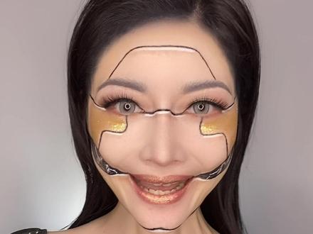 这个教程一定要收,赛博机械人妆,你也可以#美妆 #时尚百万新星计划 #赛博朋克 @DOU+小助手 #变装