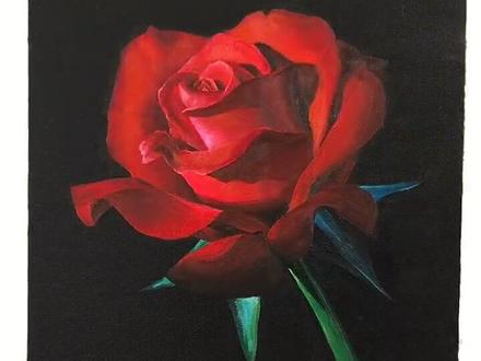 一只红玫瑰🌹元旦喜乐🎈#手绘油画