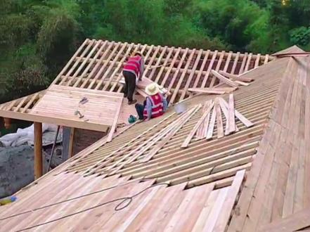 从0到1的过程#中式仿古建筑 #瓦屋面改造 #古建盖瓦施工 #农村自建房 #农村三合院