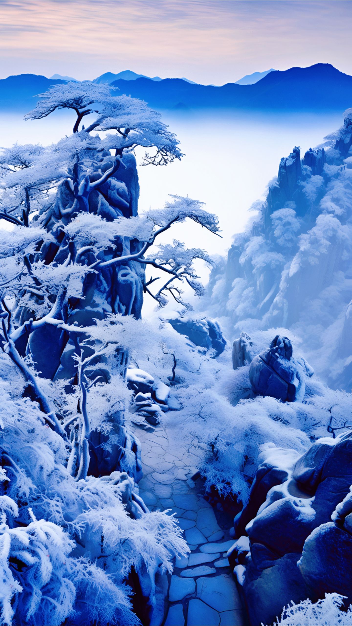 雾凇雪景 #黄山美景 #仙境云海 #ai绘画