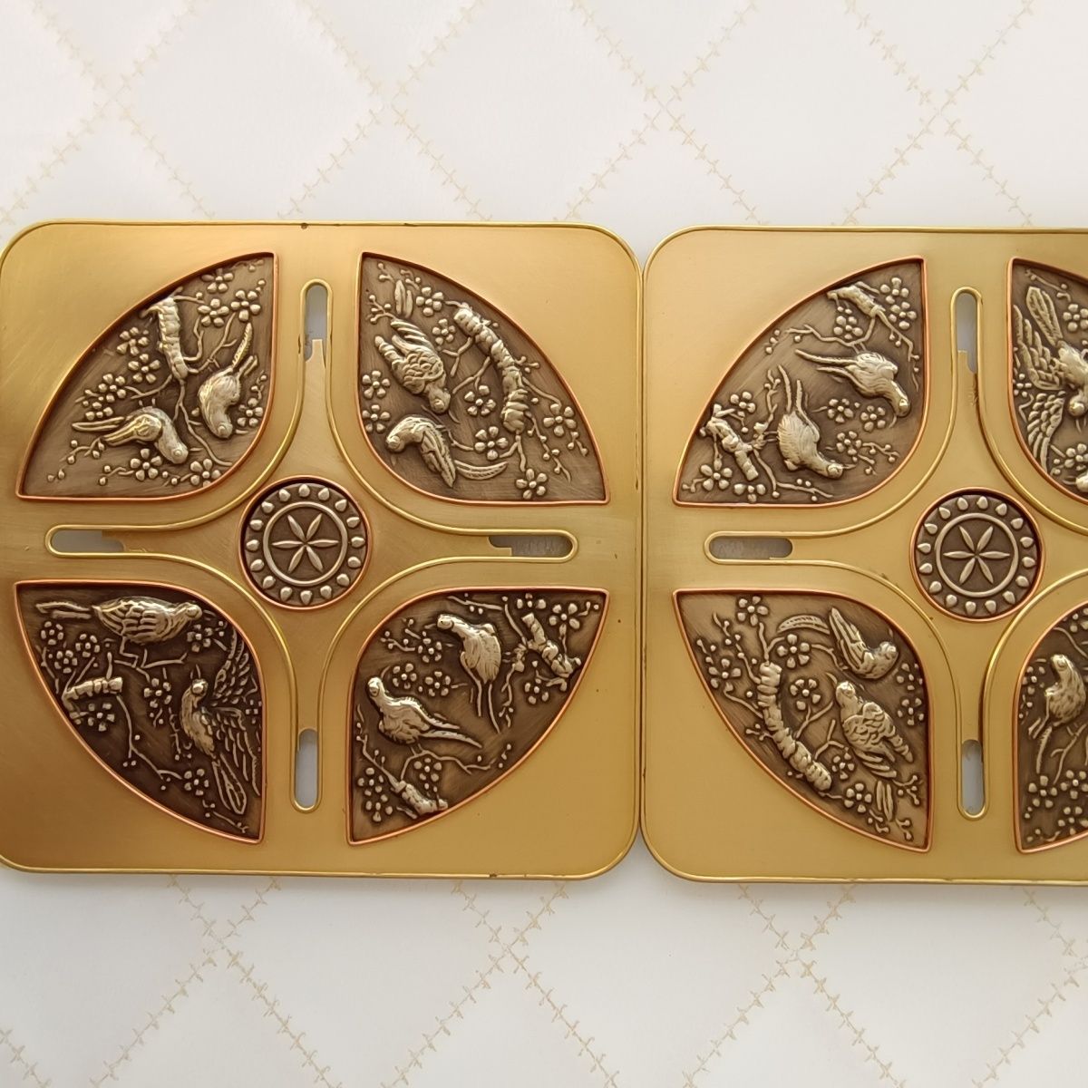 手工錾刻黄铜喜上眉梢方笼盖板一对#鸟笼鸟具#鸟笼盖板#鸟笼配件
