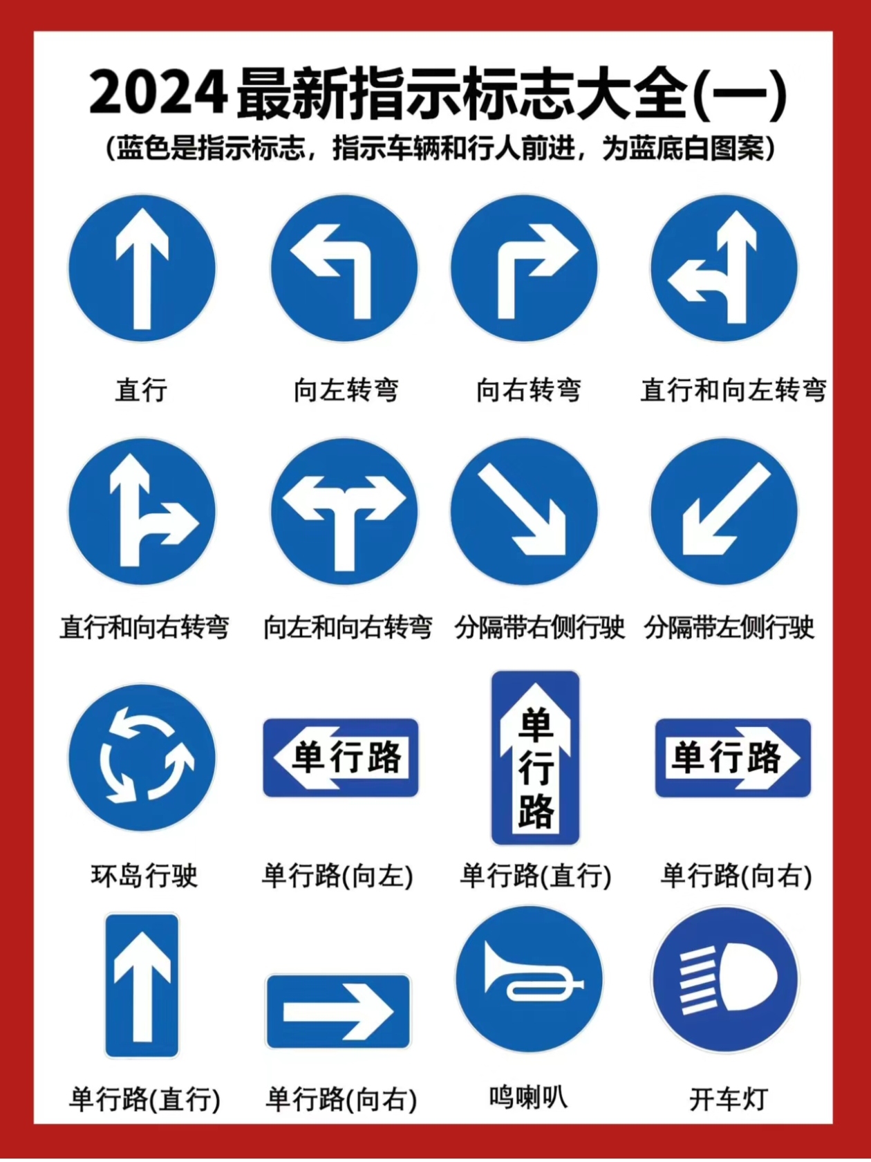 科目一:2024交通标志大全(二)交通标志是科目一,科目四重点考察的内容