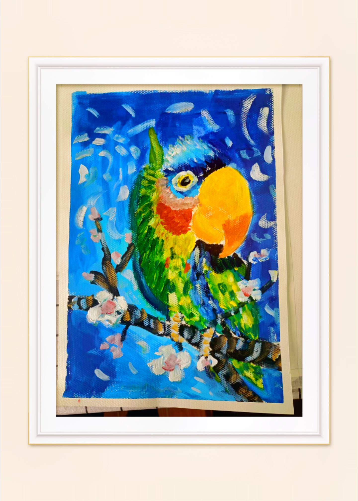 唯一的光:学生第一次水粉课#一起学画画 #少儿美术教育 #春天的色彩