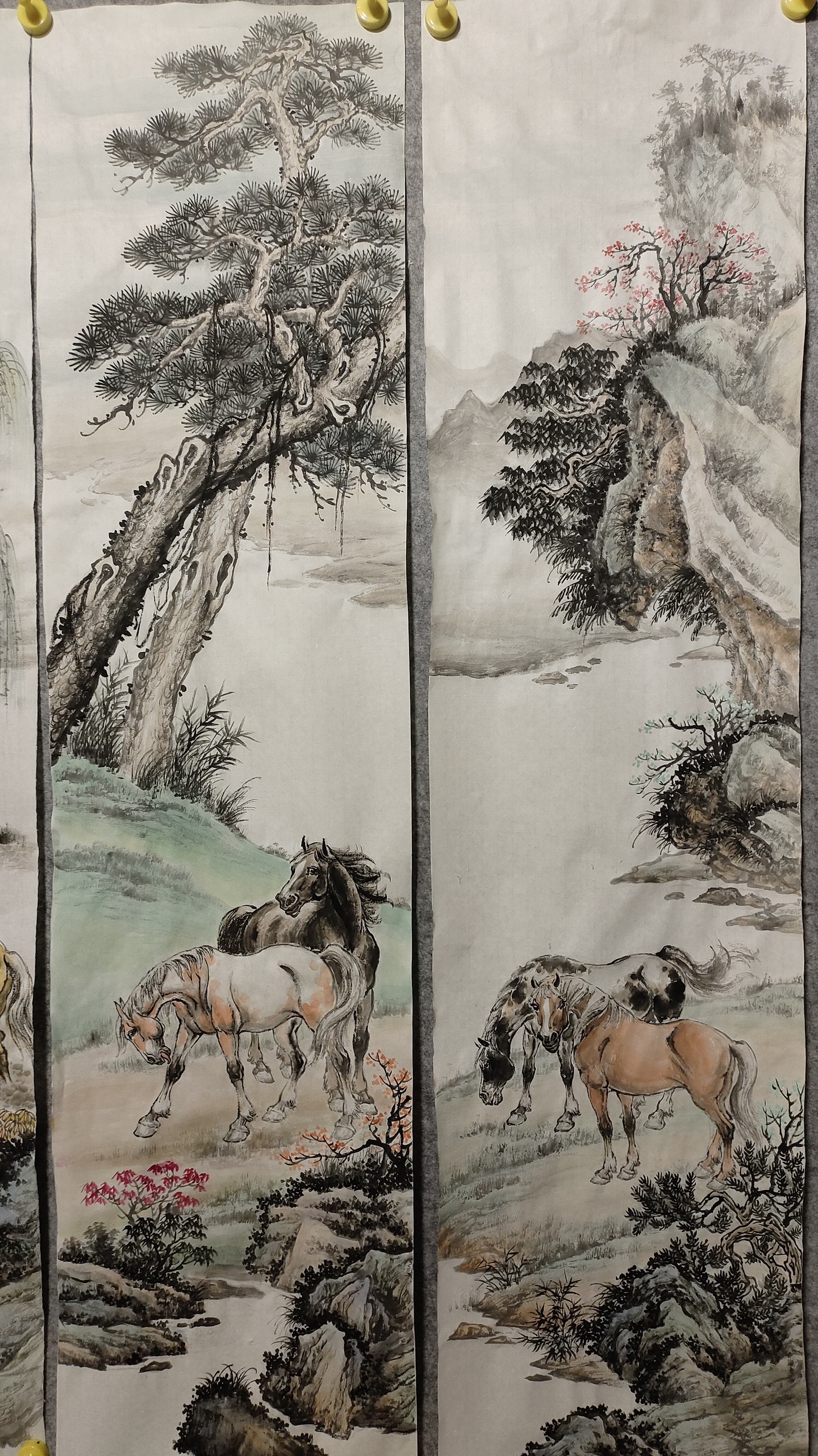 画家野民:野民.八骏图成品画.