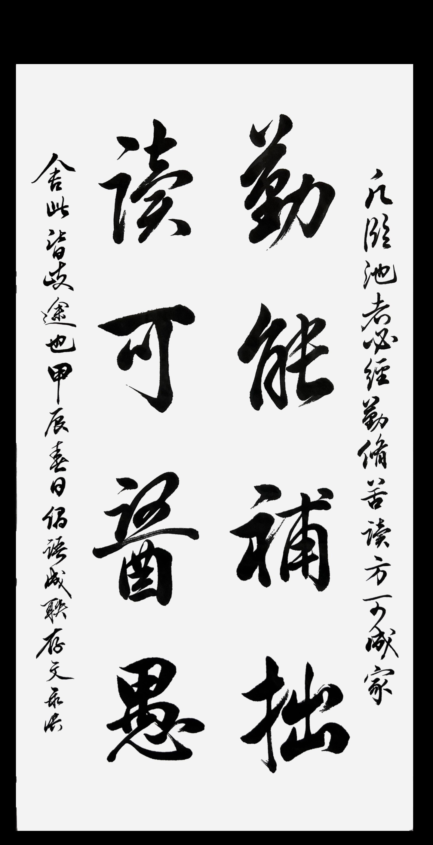 洪哥爱书法:勤能补拙,读可医愚.