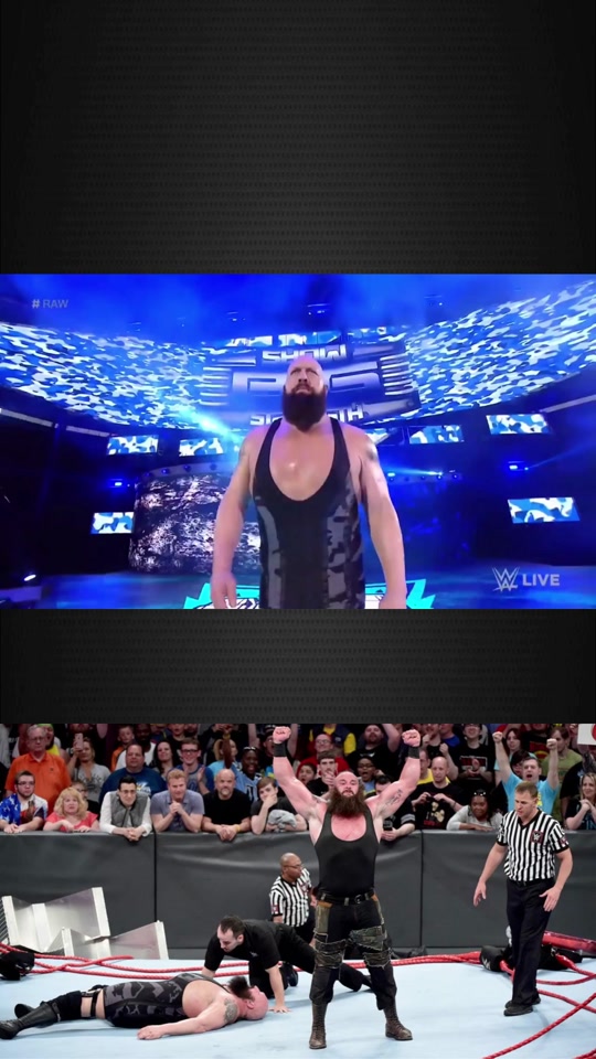 黑羊吊车式翻摔大秀哥,将擂台摔塌,全场沸腾! #wwe  #大秀哥