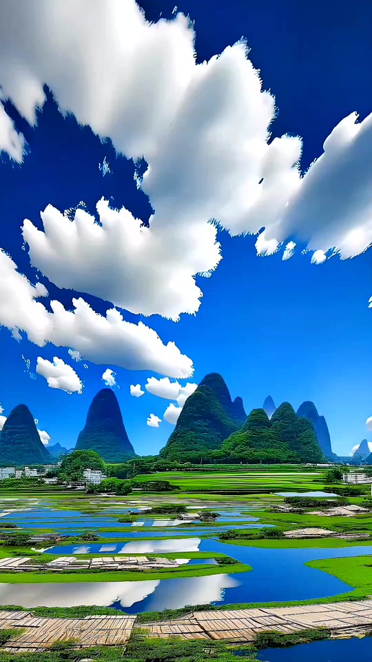 心灵伴飞:@齐老师:蓝蓝的天,白白的云,绿水青山,风景秀丽,人间仙境