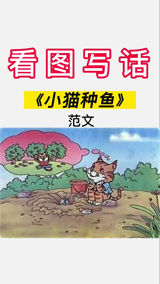 看图写话小猫捉鱼掉水里了 - 抖音