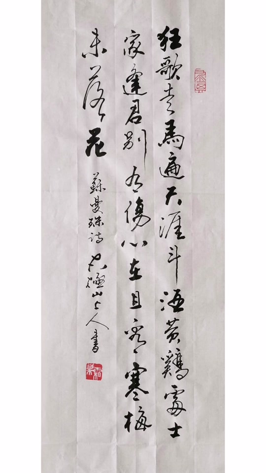 太极山上人字画:狂歌走马遍天涯,斗酒黄鸡处士家#书法 #手写
