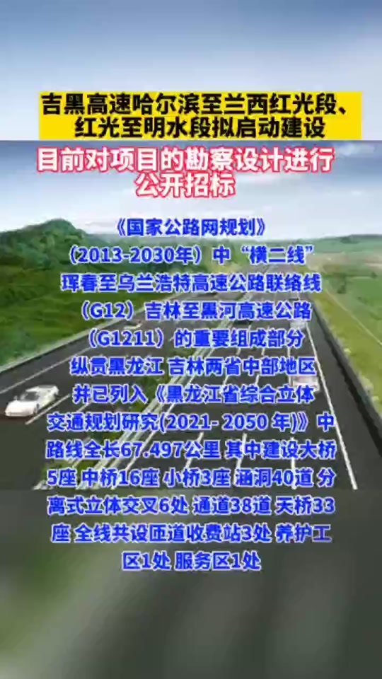 吉黑高速红光至明水段十五五能建设吗 - 抖音
