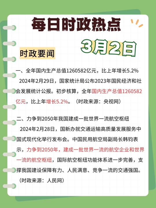 去哪整理2024年3月份时政时政 - 抖音