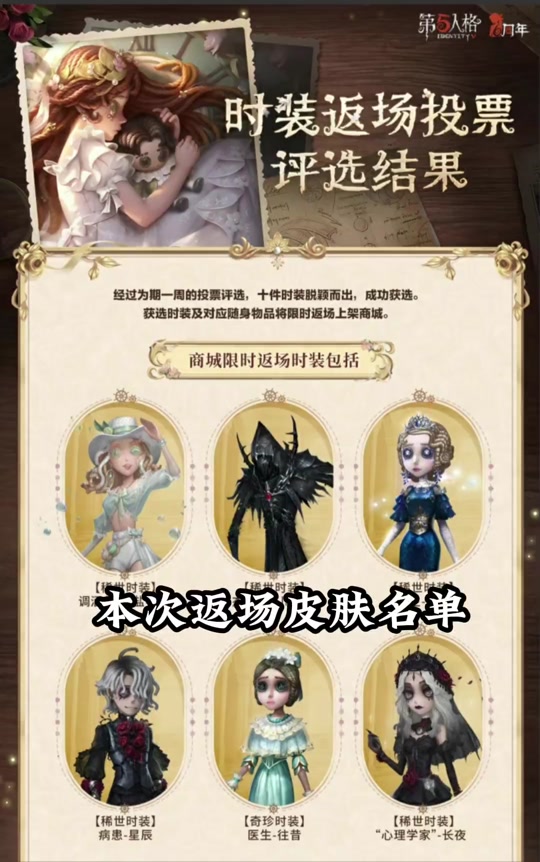 第五人格宿醉7周年庆返场吗 - 抖音