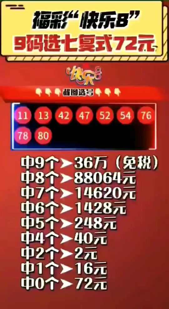 快乐8选5复式6码中4个号多少奖金 - 抖音