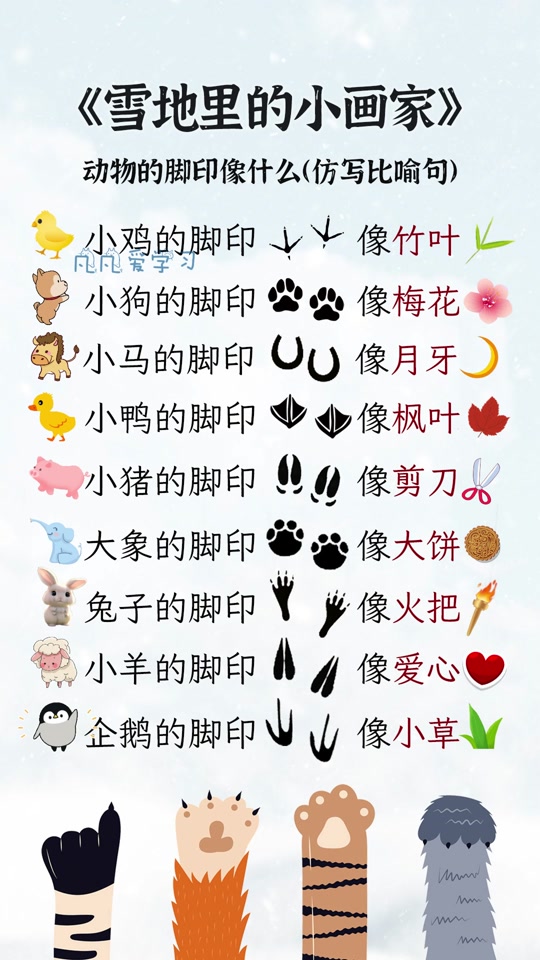 小动物的脚印_小动物的脚印像什么形状_小动物的脚印踩在雪地里像什么