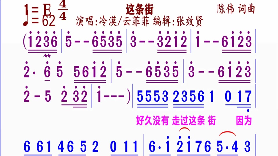 这条街冷漠云菲菲动态曲谱