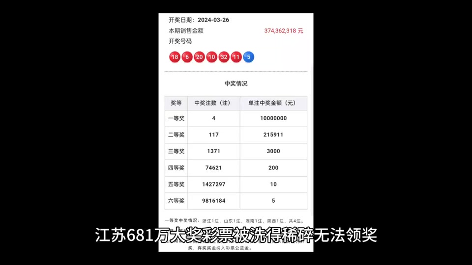 江苏彩票洗了中了一等奖是真的吗 - 抖音