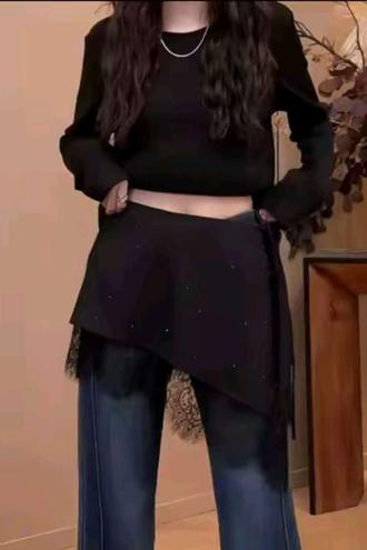 2026早春新款设计感烫钻拼接蕾丝屁帘女显瘦遮跨别致叠穿短裙搭配#穿衣自由不被定义 #随性穿搭 #每日搭配分享👗时尚穿搭