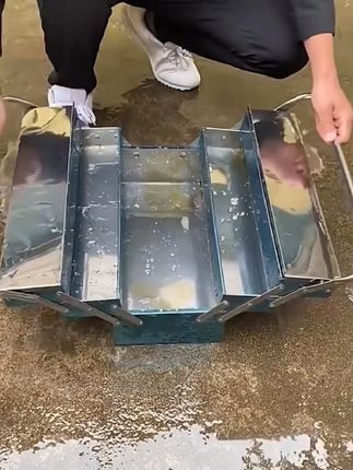 欧帝斯不锈钢工具箱三层可折叠特大号五金工具箱收纳箱加厚工具箱#五金工具 #五金 #五金配件