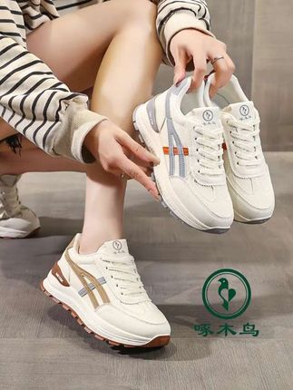 啄木鸟百搭厚底休运动鞋女2025秋新款小众设计感小白鞋#休闲小白鞋 #休闲运动鞋 #小白鞋 #秋季新款小白鞋
