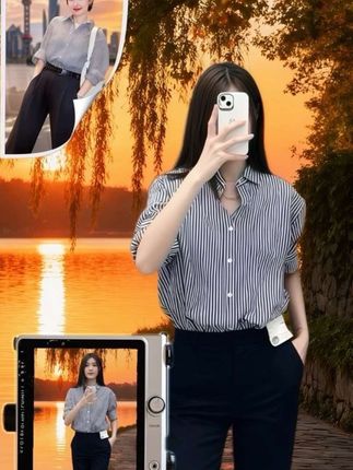 宽松条纹衬衫女款外穿显瘦休闲时尚衬衣法式小众设计感意式上衣 #初秋一周不重样穿搭 #初秋男友风穿搭 #衬衫的多种穿法 #随机穿搭挑战 #高级感穿搭 @DOU+上热门 @抖加🔥上热门🔥dou+🔥热点宝