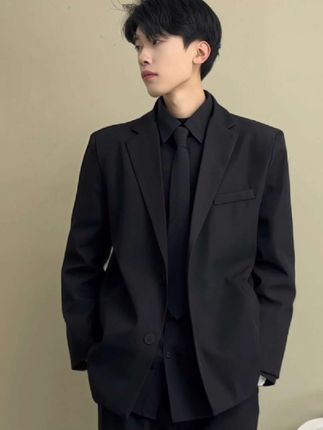 【cleanfit黑色西装外套男款春秋季男模穿搭韩系高级感休闲西服套装】#痞帅 #西装控 #休闲外套#西装#春秋