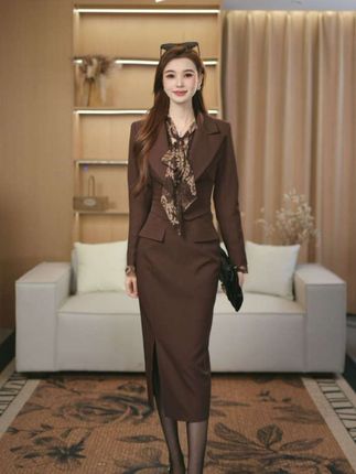 罗曼定制 高定原创西装连衣裙女假三件时尚收腰秋冬气质名媛2025#西服#连衣裙#三件套