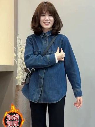 不卷边时尚百搭软牛仔衬衫女春季内搭叠穿小个子衬衣休闲复古上衣#上衣穿搭 #衬衣 #休闲减龄穿搭 #牛仔衬衣穿搭 #复古