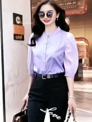 2025夏季衬衫女时尚流行新款宽松显瘦减龄衬衣冰凉丝气质上衣#谁穿谁好看