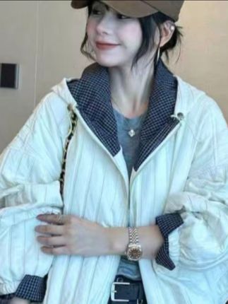大码欧货开衫薄棉外套女短款秋季2025新款宽松休闲夹克开衫棒球服#秋冬新款 #棒球服外套 #夹克上衣#时尚女装