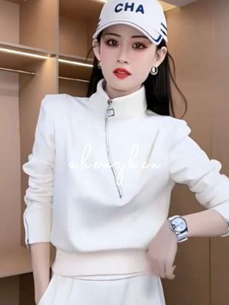 时尚上衣不规则拉链运动卫衣卫衣套装2025新款秋冬欧货两件套女装@DOU+小助手