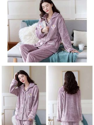 升级加厚云朵绒秋冬季珊瑚绒睡衣女套装加厚加绒法兰绒家居服套装#家居服 #睡衣家居服#珊瑚绒睡衣