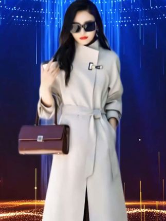 杭依阁gao级感风衣外套女中长款2025新款春秋季气质英伦风休闲nv装#美搭尽显女神范 #气质女神穿搭 #好身材好气质 #大长腿小蛮腰 #每日分享