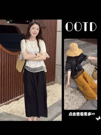 超火夏季穿搭一整套女2025新款网纱拼接短袖休闲阔腿裤两件套潮#夏季新款 #夏季穿搭 #夏季两件套穿搭 #谁穿谁好看 #显瘦穿搭