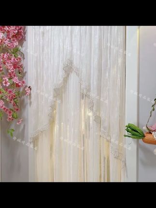 轻奢白纱流苏边碎免打孔安装隔断门帘纱帘蕾丝卧室厨房隔断#家居好物 #门帘 #门帘隔断帘 #门帘防蚊夏季家用 #白纱门帘