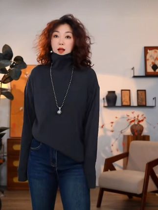 【广州微姐】春季时尚气质女士长袖百搭高领打底衫#舒适感穿搭 #简约穿搭 #高领打底衫 #男女同款