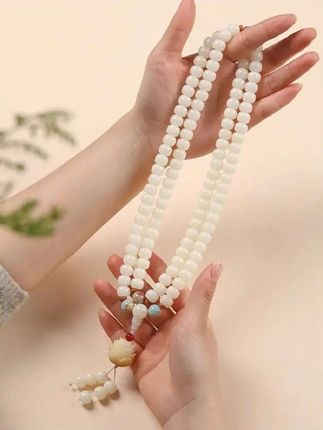 天然白玉菩提108颗手串高油密文玩念珠莲花手持盘玩双圈佛珠#白玉菩提手串 #白玉菩提手串念珠 #白玉菩提手串莲花 #文玩手串 #佛珠手串