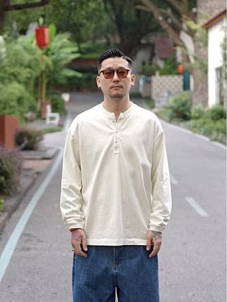 #ootd穿搭 #早秋穿搭 #长袖t恤 #亨利领 #简约穿搭