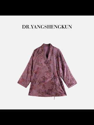 杨圣坤2025冬季新品新中式香云纱90白鹅绒斜襟提花外套ES25101120