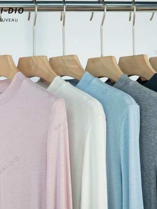 兰精天丝羊毛长袖修身显瘦百搭纯色小立领打底衫针织2025秋季新品