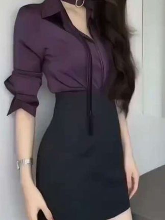 #法式御姐风 #缎面衬衫#性感包臀裙#看过来