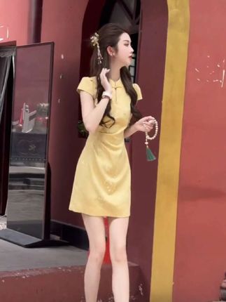 【有运费险】气质新中式收腰连衣裙女短裙2025夏季新款法式裙子#气质女神穿搭 #新中式连衣裙 #法式穿搭 #收腰连衣裙 #高级感穿搭