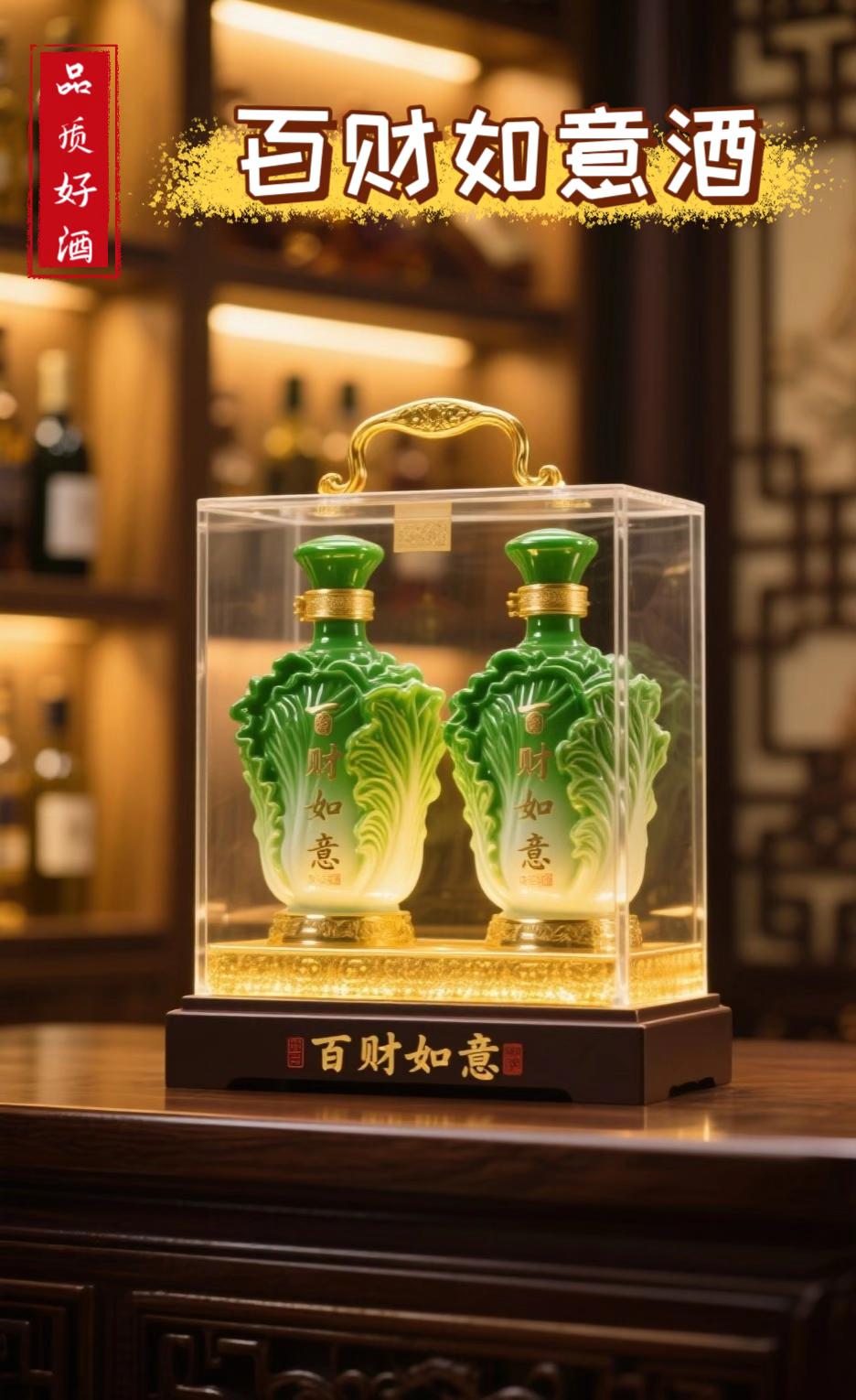 百财如意酒。百财如意收藏酒,2瓶装53度清香型白酒,喝完瓶子还可以当个摆件,寓意也如意#送礼佳品 #好酒推荐 #高档大气上档次 #白酒 #超便宜超划算