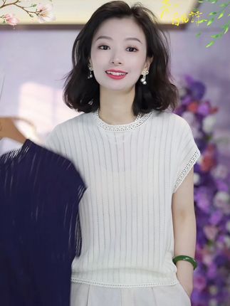 #洋气小衫 #减龄气质 #针织衫 #夏季穿搭 #百搭显瘦