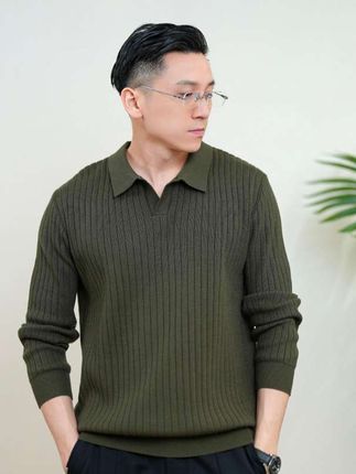 2025秋冬新款轻奢简约毛衫#男士复古修身翻领韩版海鸥领针织毛衣#男士毛衣